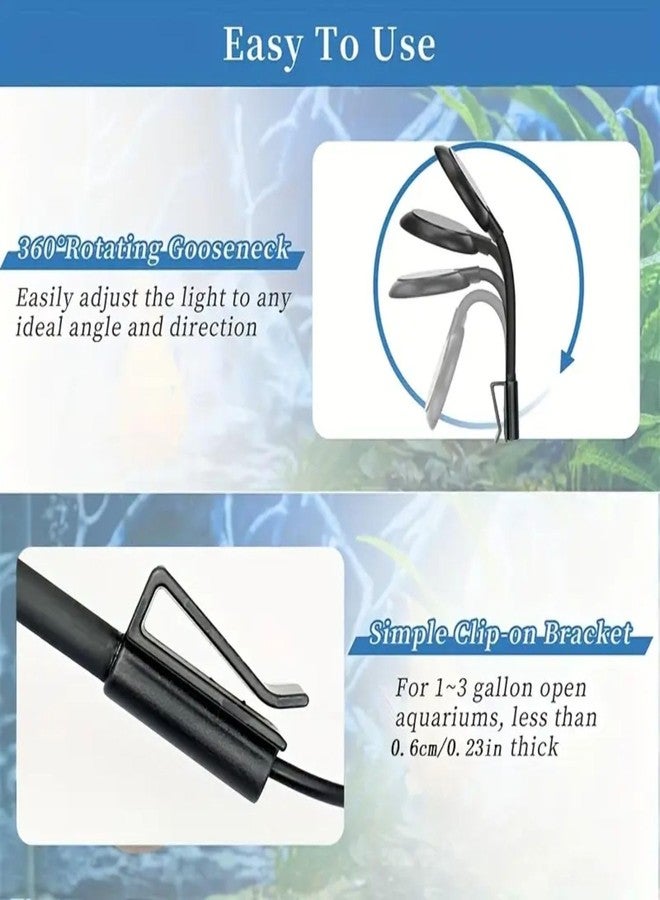 VAYINATO® E-380 | 5W Mini Clip-On LED Light | 360° Flexible Neck | Splash-Proof Lamp for Fish Bowls & 1 Ft Tanks | Compact Aquarium Lighting (Black) (WRGB) - Image 3